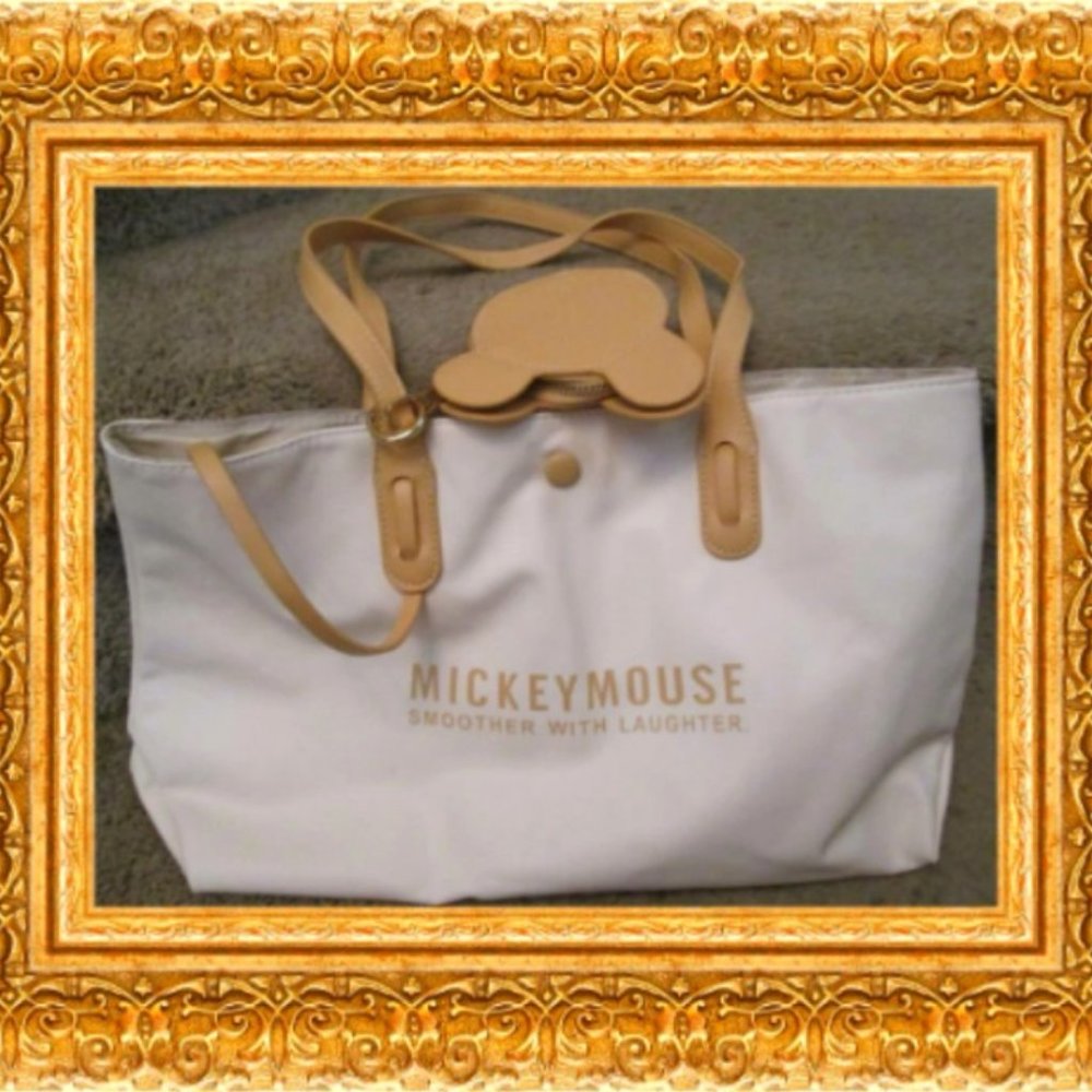 Brown Leather Mickey Mouse Smoother With Laughter Theme Leather Handbag